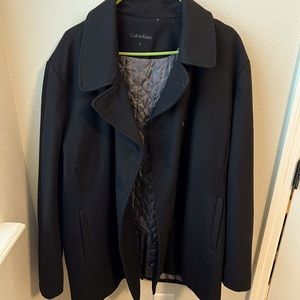 Men’s - Size Large - Calvin Klein Lined Pea Coat - Black - GUC - Smoke free home